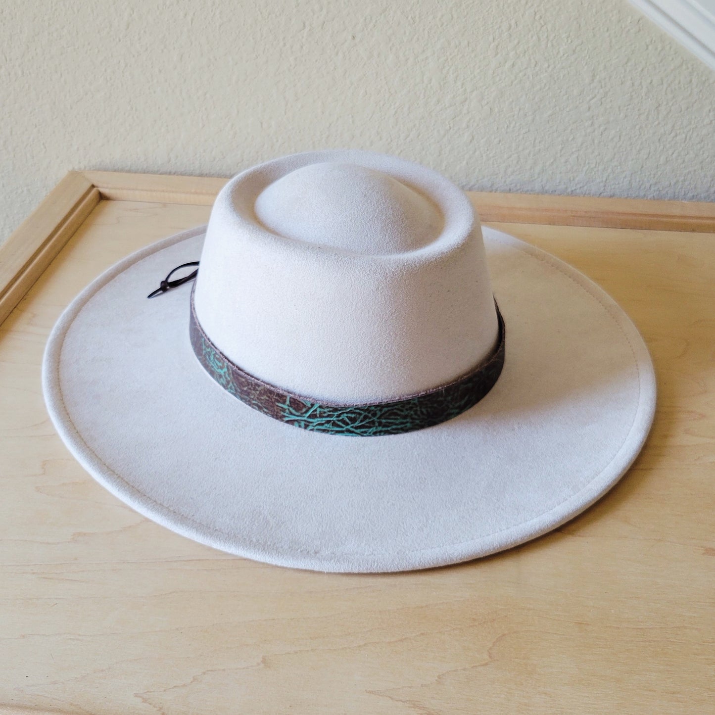 Brown Turquoise Embossed Leather Hat Band Only 952r