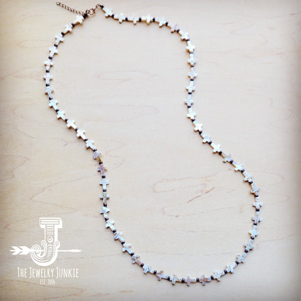 Long Mother-of-Pearl Cross Necklace 259p