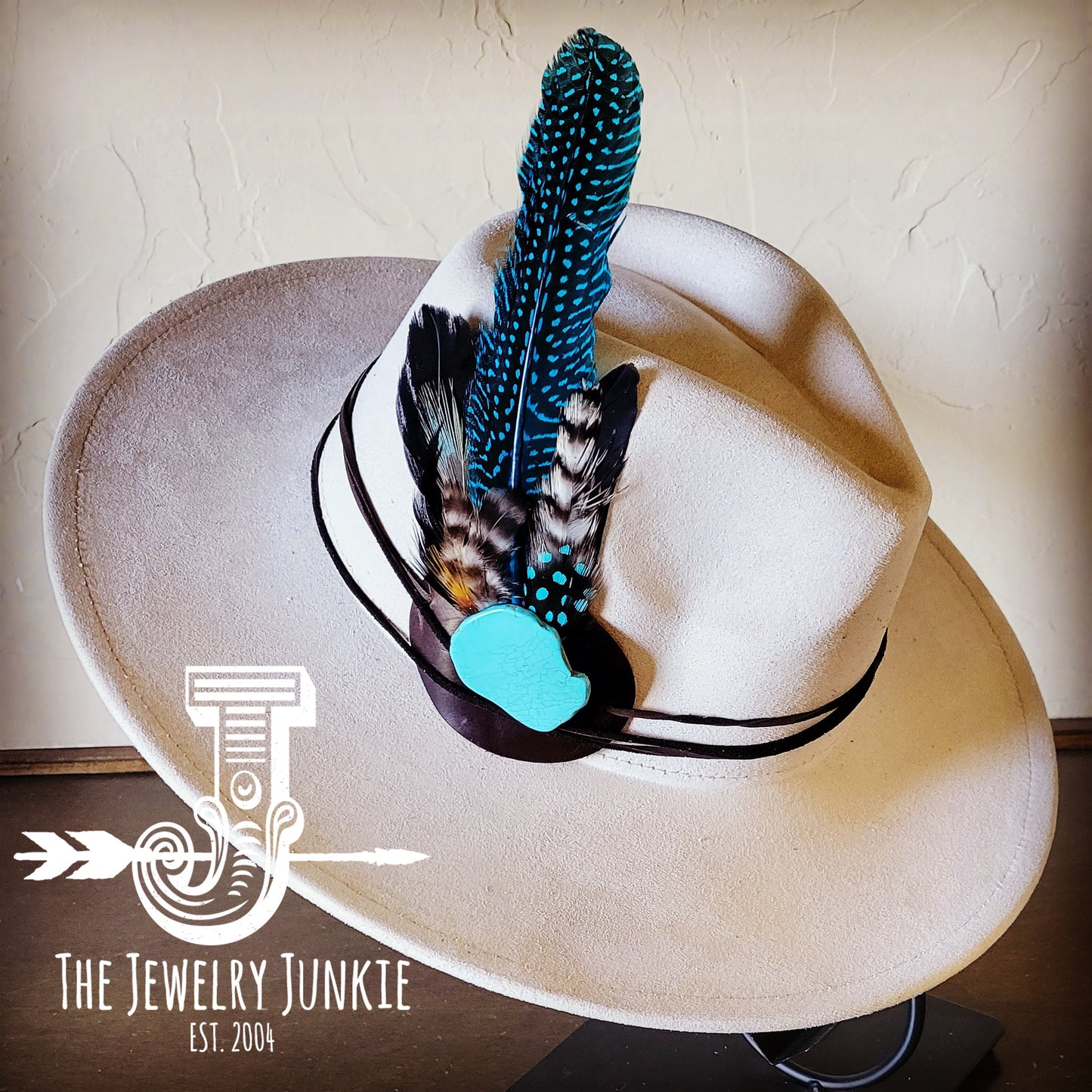 Boho Western Felt Hat w/ Choice of Turquoise Hat Accent-Bone 981c