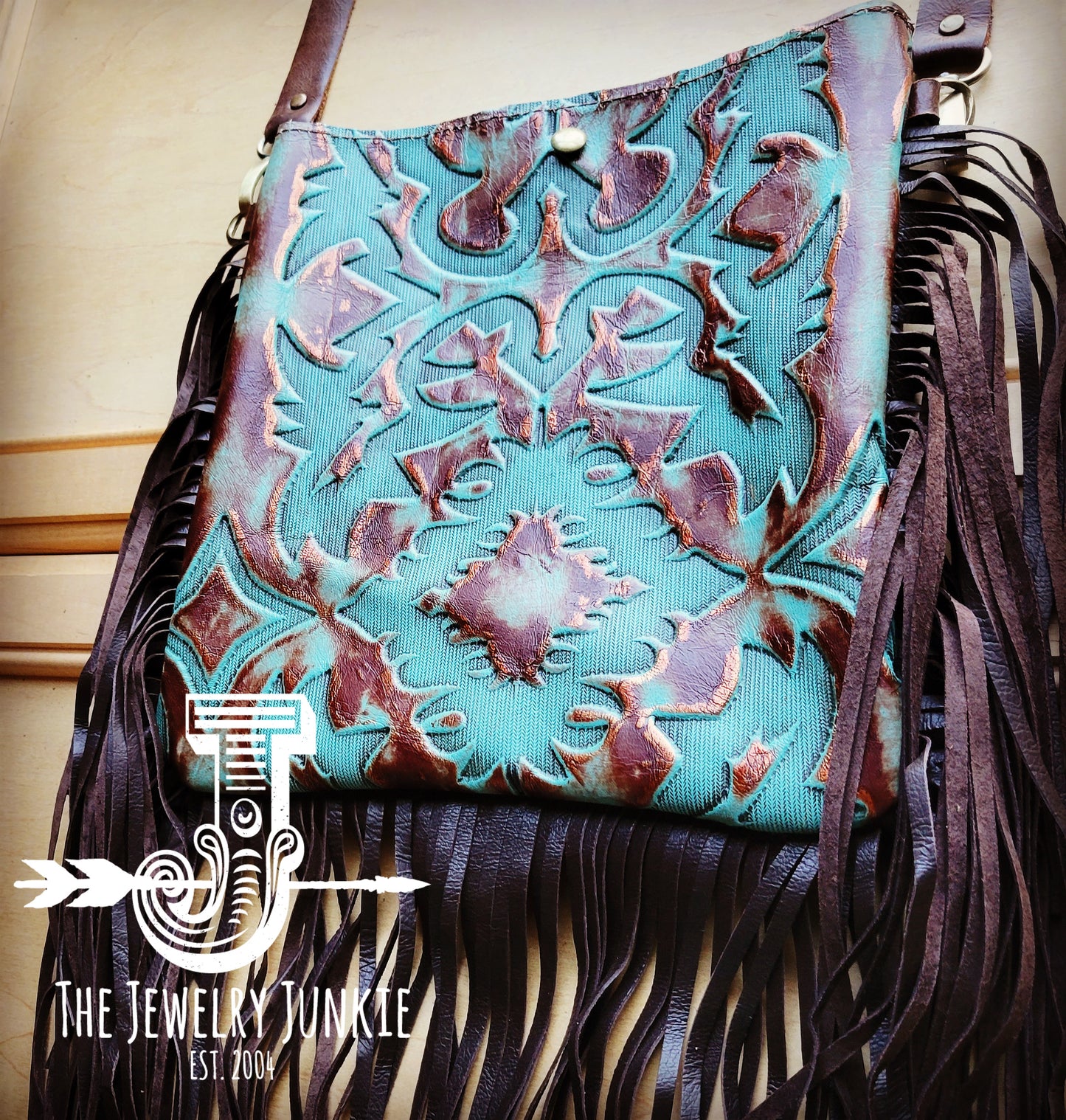 *MEDIUM Crossbody Handbag w/ Copper Laredo Leather Full Fringe 512s