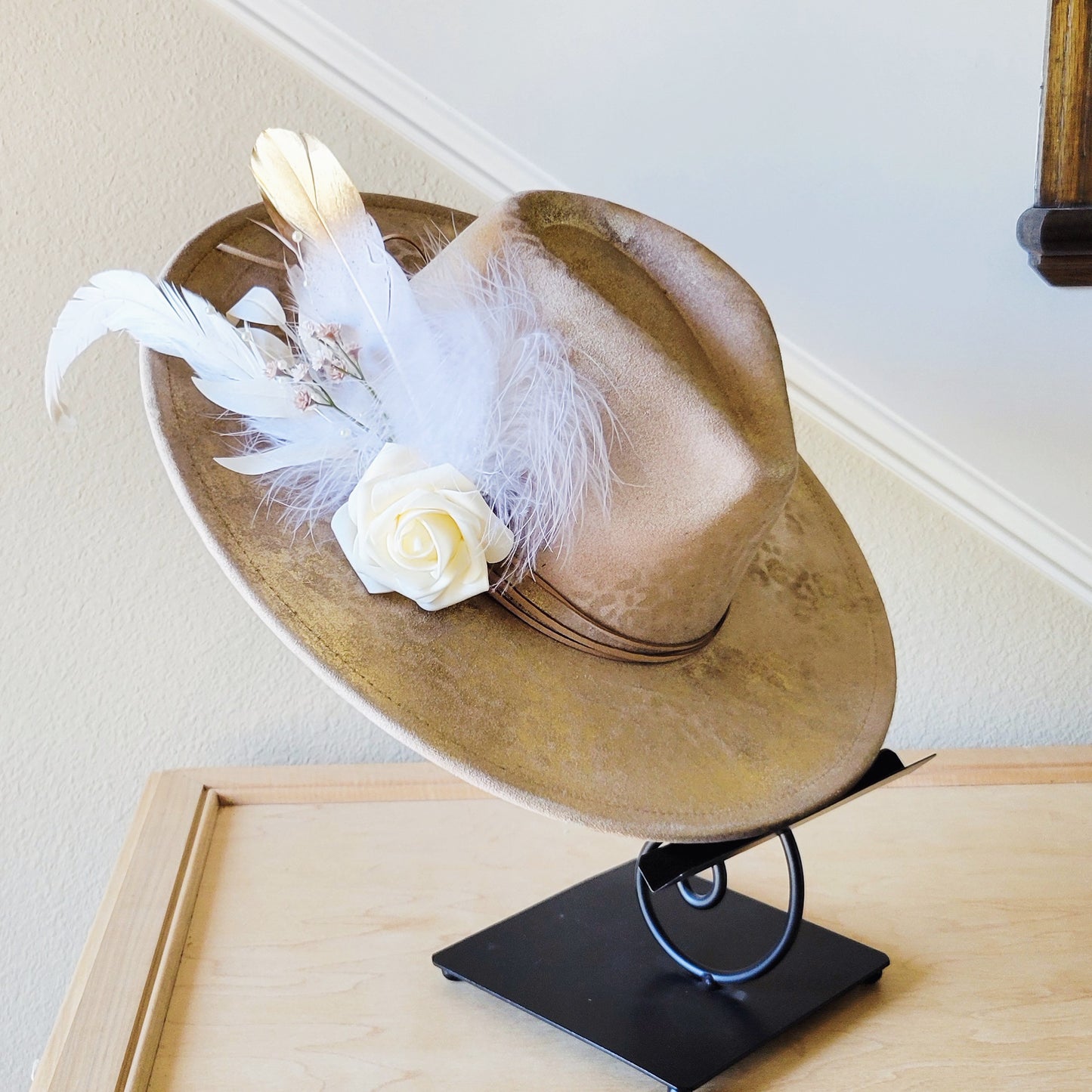 CUSTOM Hand-Painted Cowgirl Western Boho Hat & Band (A38)