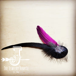 Long Black/Pink Spotted Feather Hat Band (Band Only) 983u
