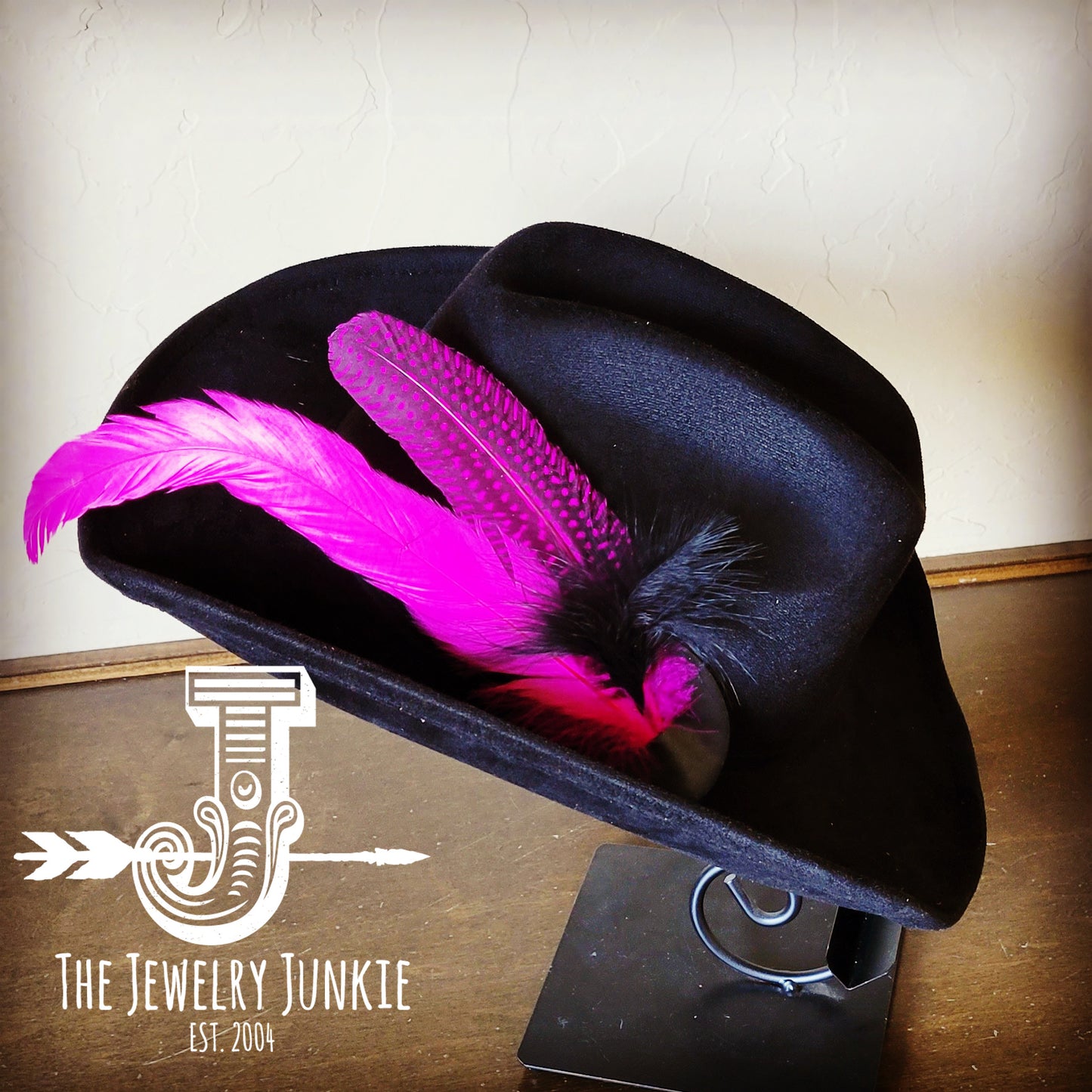 Cowgirl Western Hat w/ Feather Tie Hat Band-Black 982v