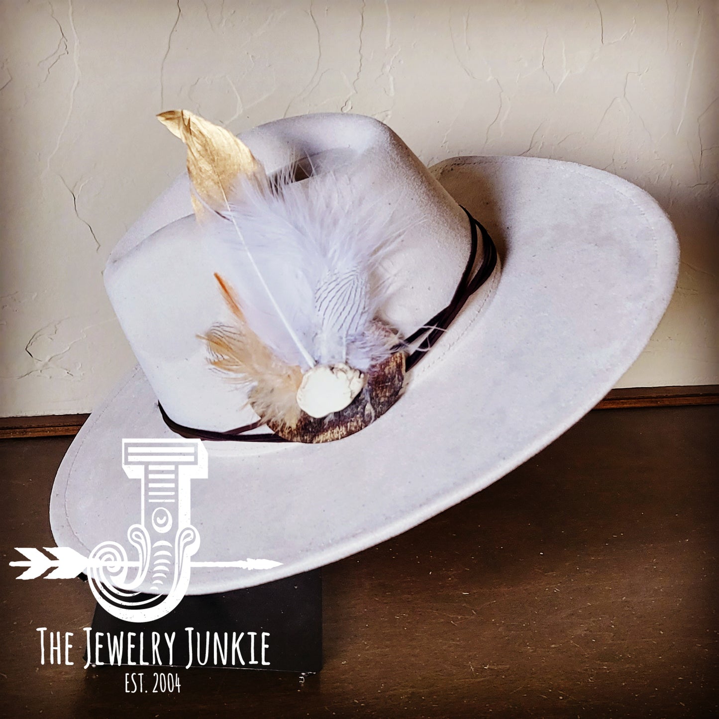 White/Gold Feather w/ Brown Metallic Hat Band (Band Only) 983k