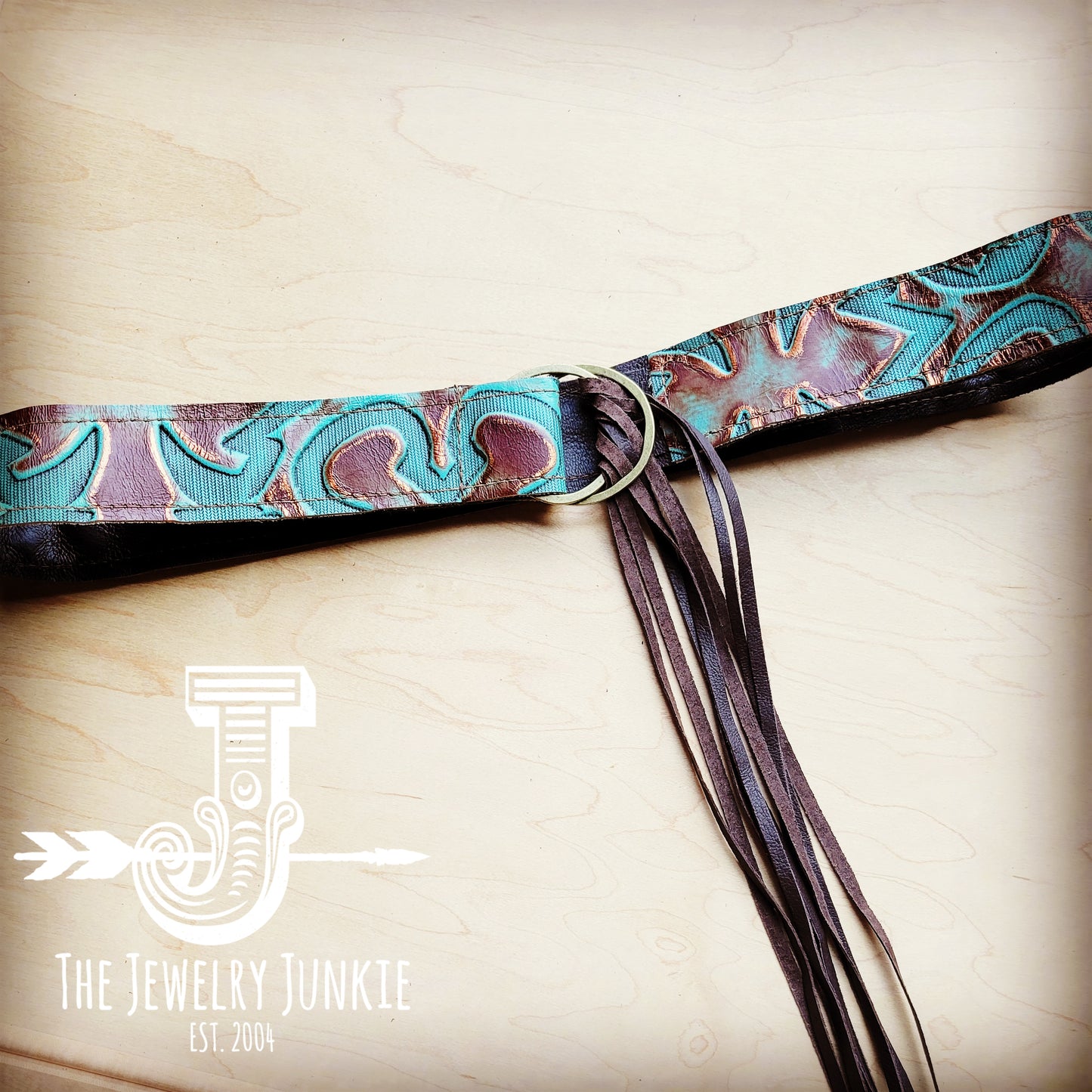 *Copper Laredo Leather Belt with Leather Fringe Closure 905j