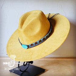 Boho Western hat with genuine leather hat band and Turquoise stone