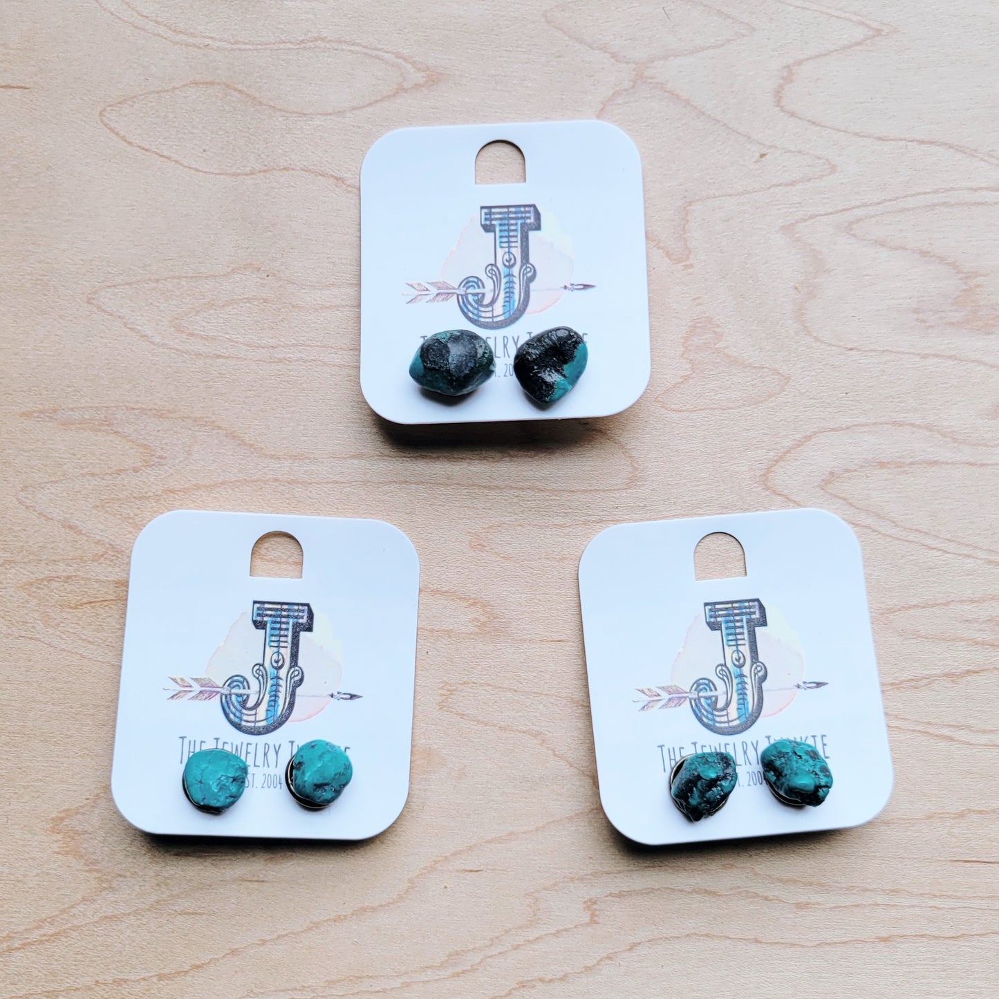 Natural Green Turquoise Stud Earrings 205g