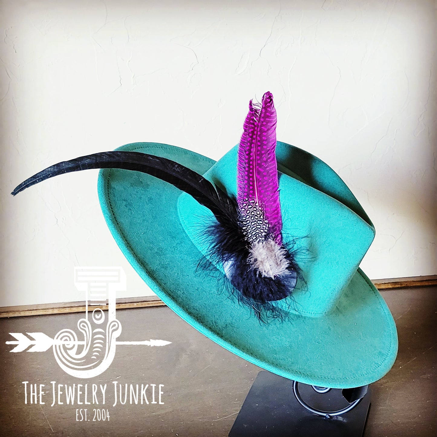 Boho Western Hat w/ Feather Tie Hat Band-Sage 982o