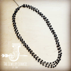 *Black Faceted Multi-Strand Layering Necklace 256n