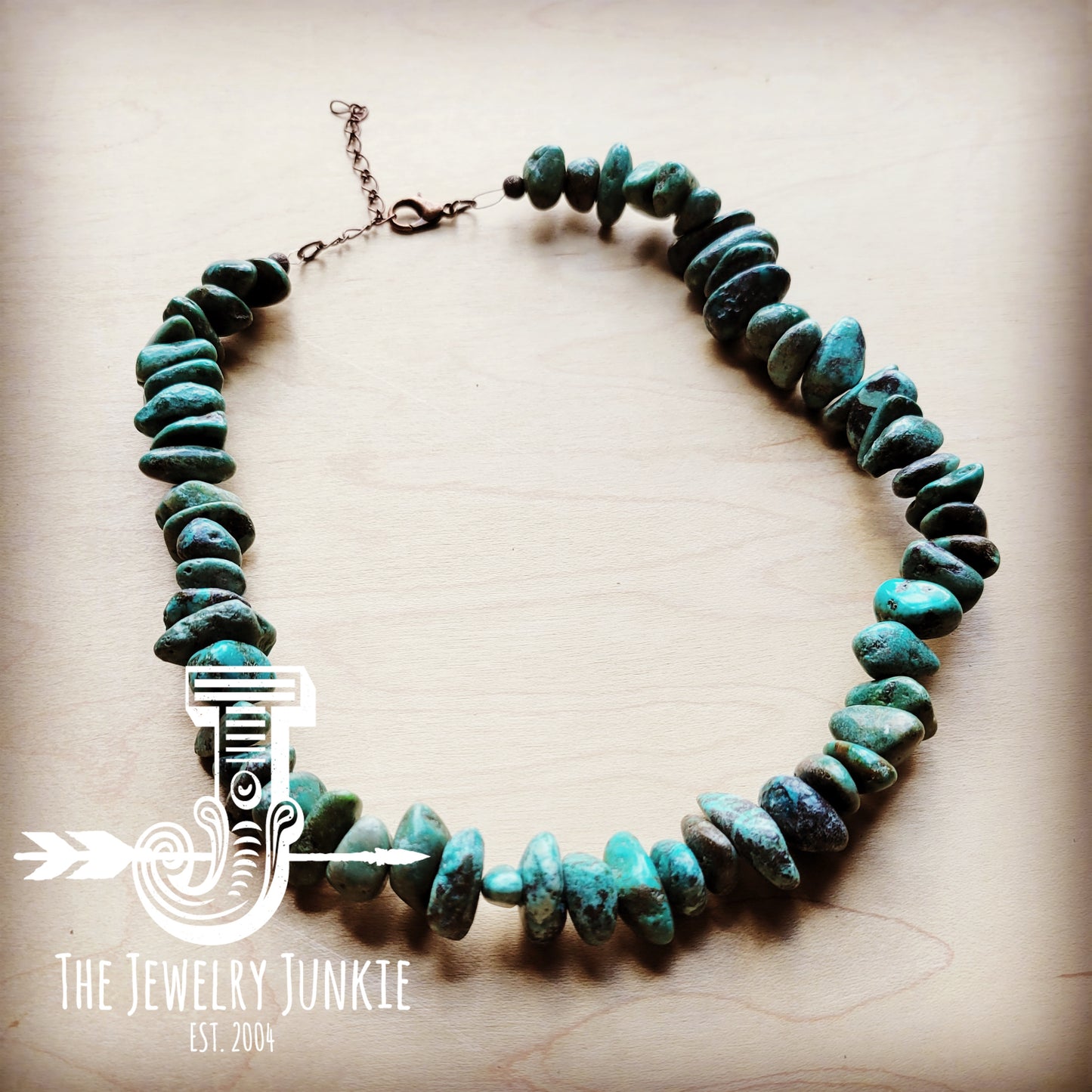 Chunky Natural Turquoise Collar Length Necklace (245b)