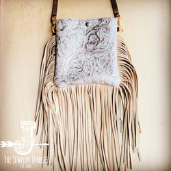 MEDIUM Crossbody Handbag w/ Gilded Cowboy Leather Full Fringe 510w