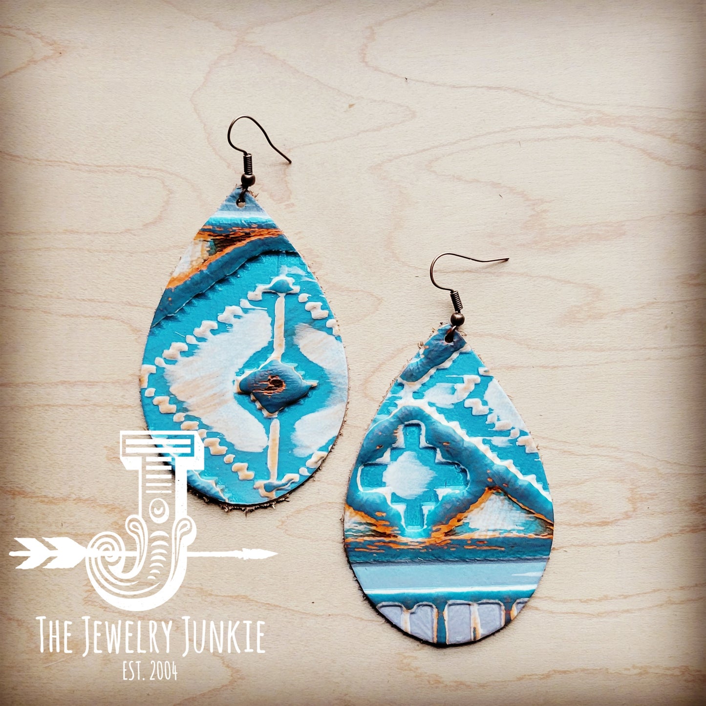 *Leather Teardrop Earrings in Terracotta Navjo 214w