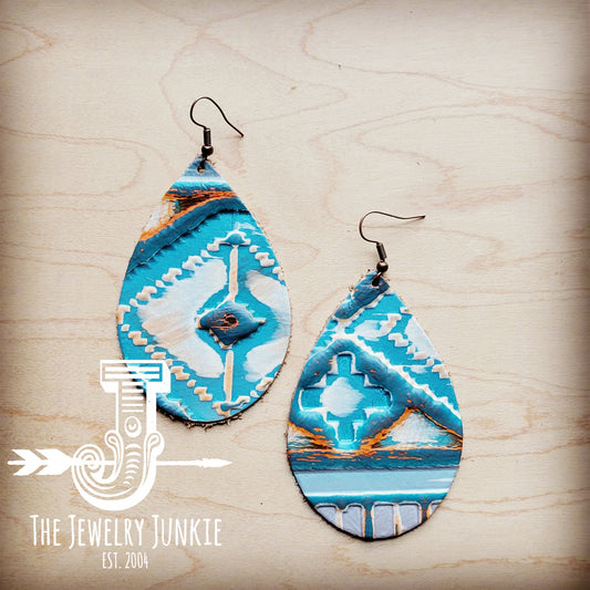 *Leather Teardrop Earrings in Terracotta Navjo 214w