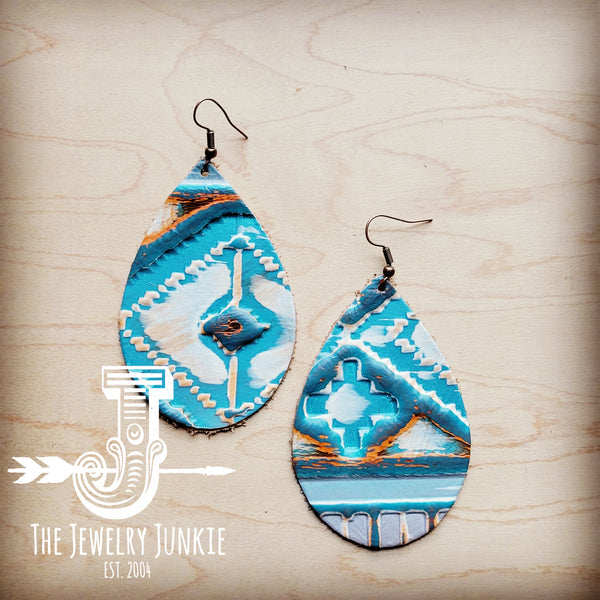 *Leather Teardrop Earrings in Terracotta Navjo 214w