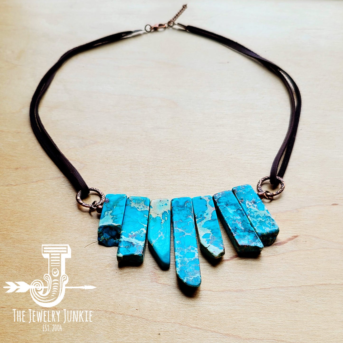 Imperial Jasper Small Slab Necklace with Leather