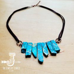 Imperial Jasper Small Slab Necklace with Leather