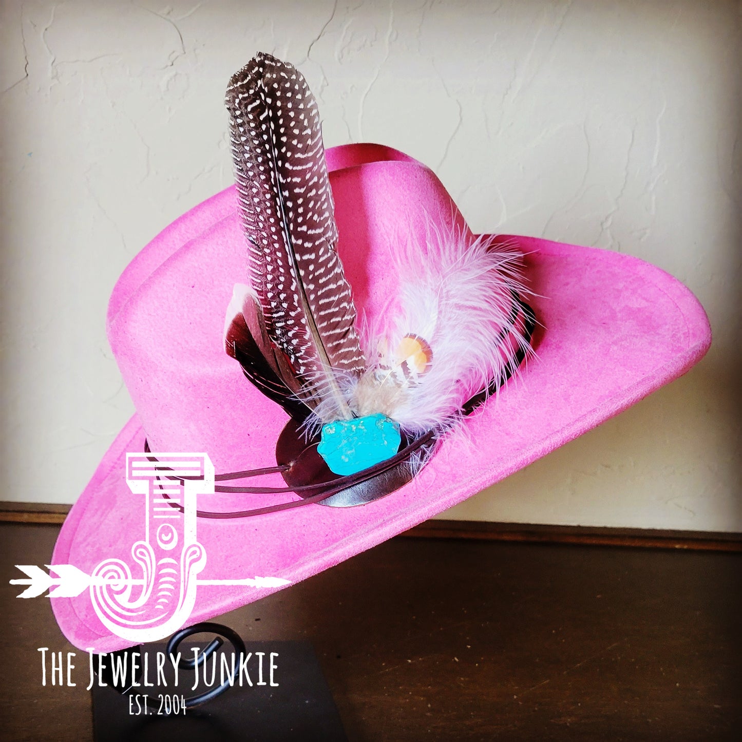 Cowgirl Western Hat w/ Choice of Turquoise Hat Accent-Pink 983c