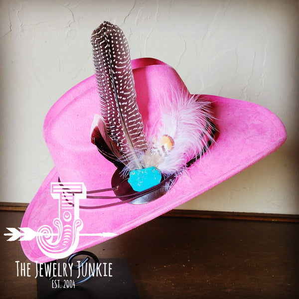 Cowgirl Western Hat w/ Choice of Turquoise Hat Accent-Pink 983c