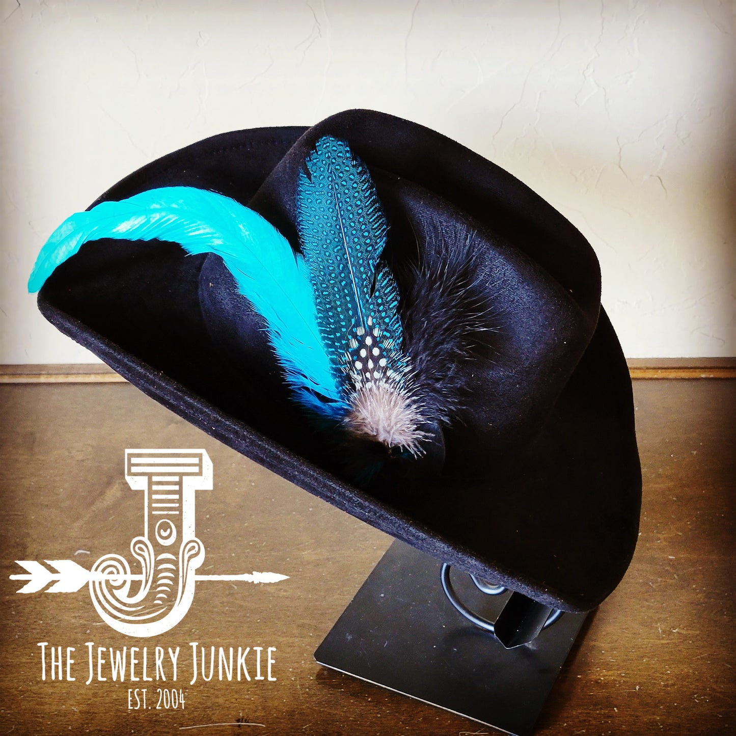Cowgirl Western Hat w/ Feather Tie Hat Band-Black 982v