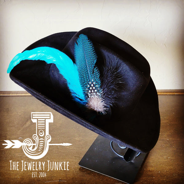 Cowgirl Western Hat w/ Feather Tie Hat Band-Black 982v