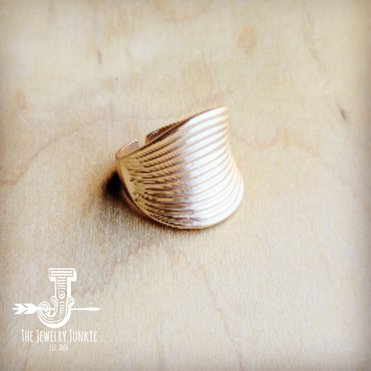 Matte Gold Electroplate Cuff Ring 012b