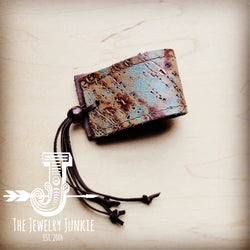 *Wide Leather Cuff w/ Adjustable Tie-Copper Tarnished Driftwood 002x