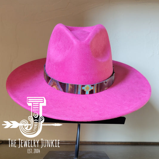 Boho Western Hat w/ Choice of Genuine Leather Hat Band-Magenta 981r