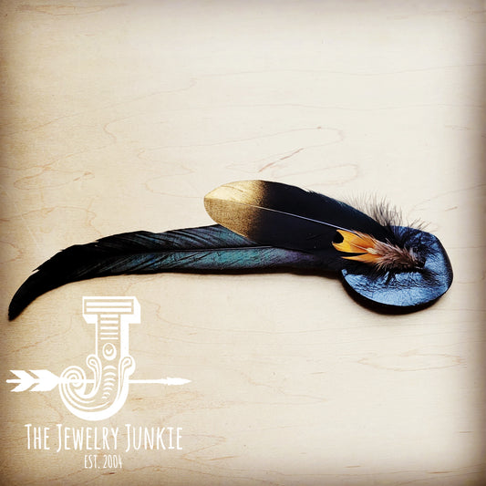 Long Black/Gold Feather Hat Band (Band Only) 983r