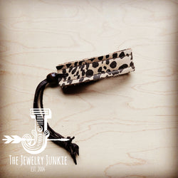 Narrow Leather Cuff w/ Adjustable Tie Suede Cheetah 014m