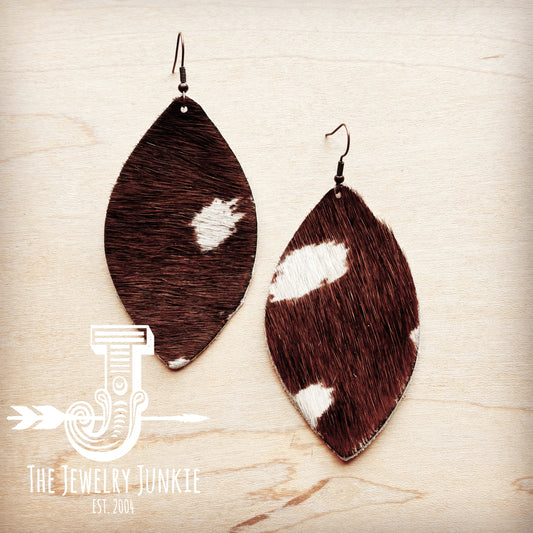 **Leather Oval Earring-Axis Deer Hide 209qq
