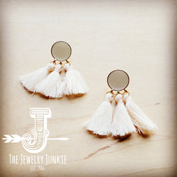 *Cream and Gold Tassel Earrings 216g