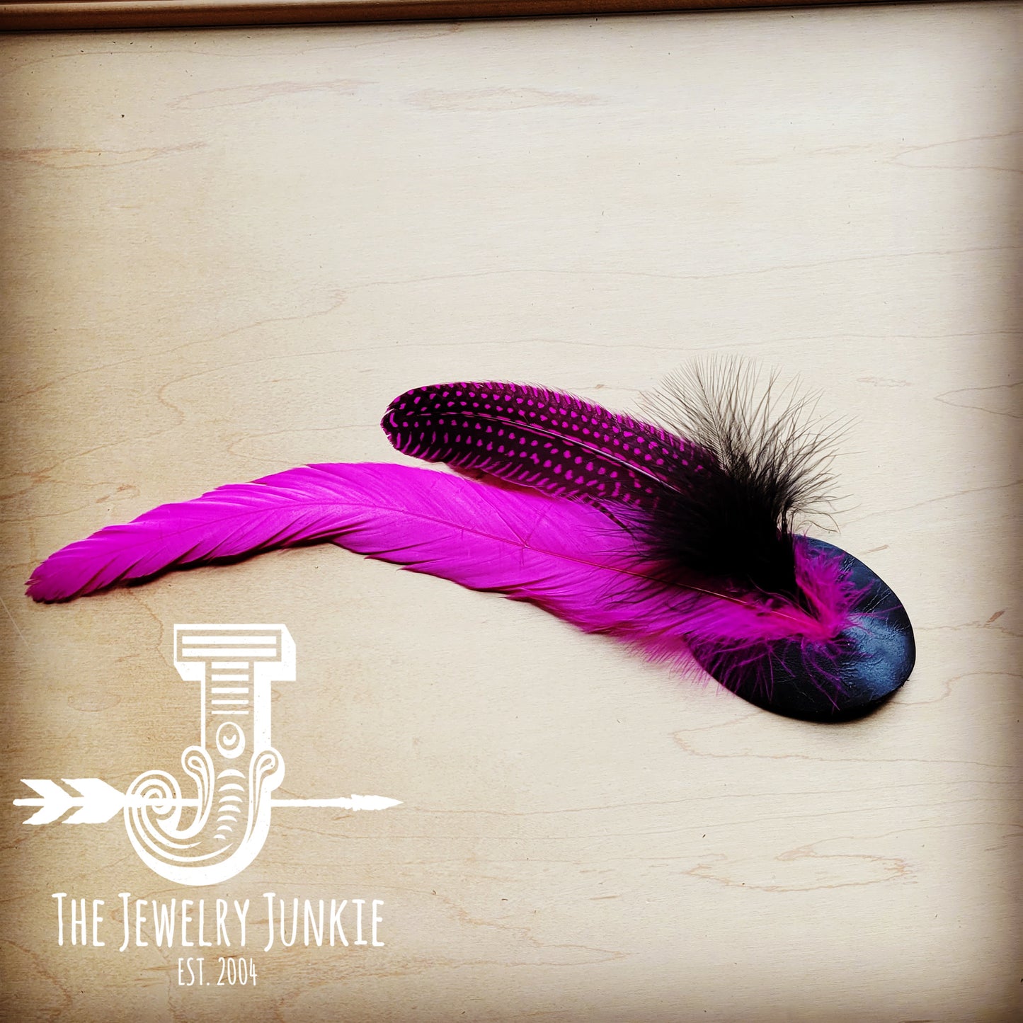 Hot Pink/Spotted Feather Hat Band (Band Only) 983t