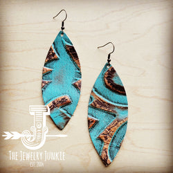 *Leather Narrow Oval Earring-Copper Laredo 215a
