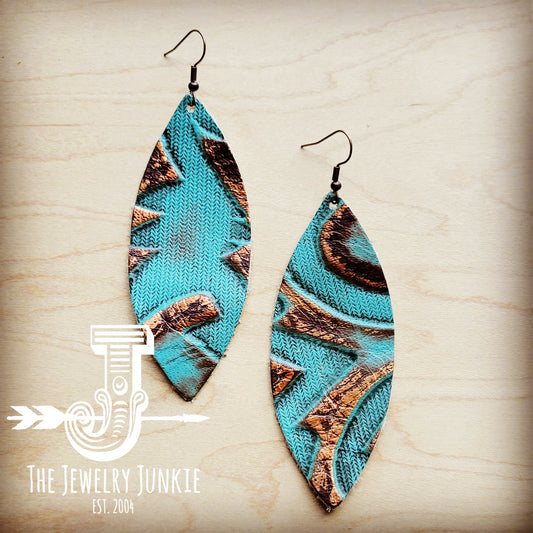 *Leather Narrow Oval Earring-Copper Laredo 215a