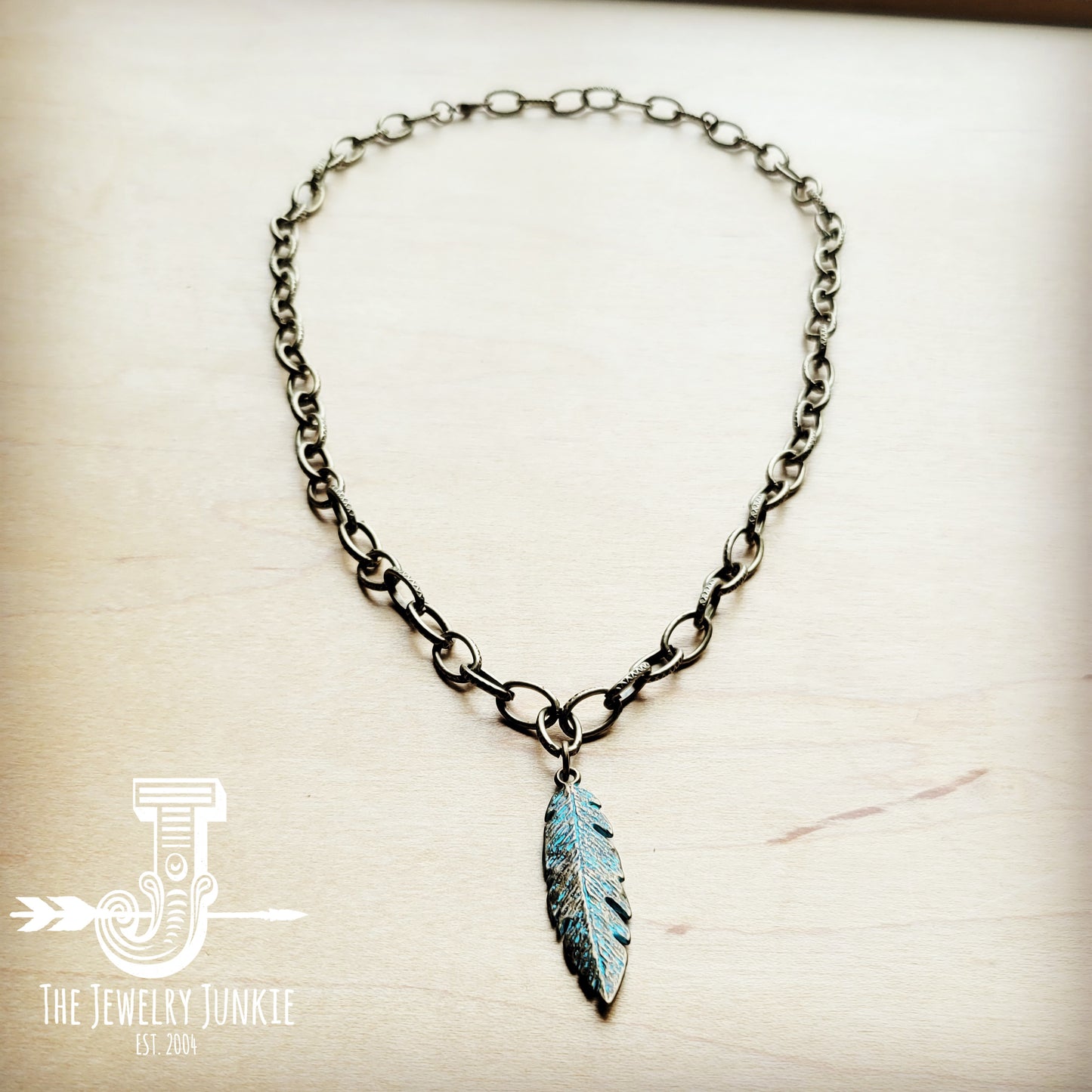 Antique gold Collar Necklace w/ burnished feather pendant