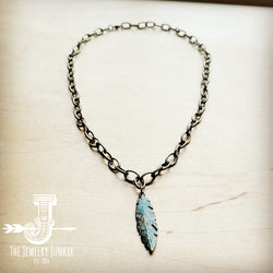 Antique gold Collar Necklace w/ burnished feather pendant