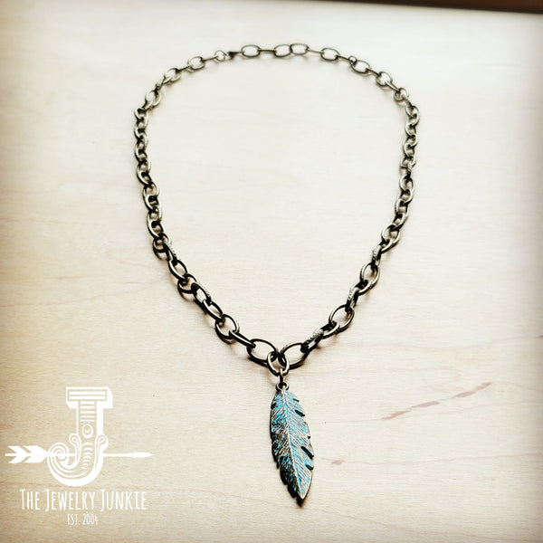 Antique gold Collar Necklace w/ burnished feather pendant