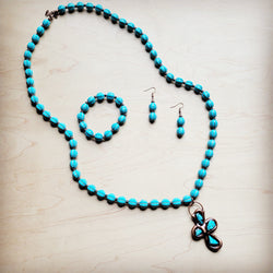 Turquoise Blue Melon Beaded Stretch Bracelet 809g