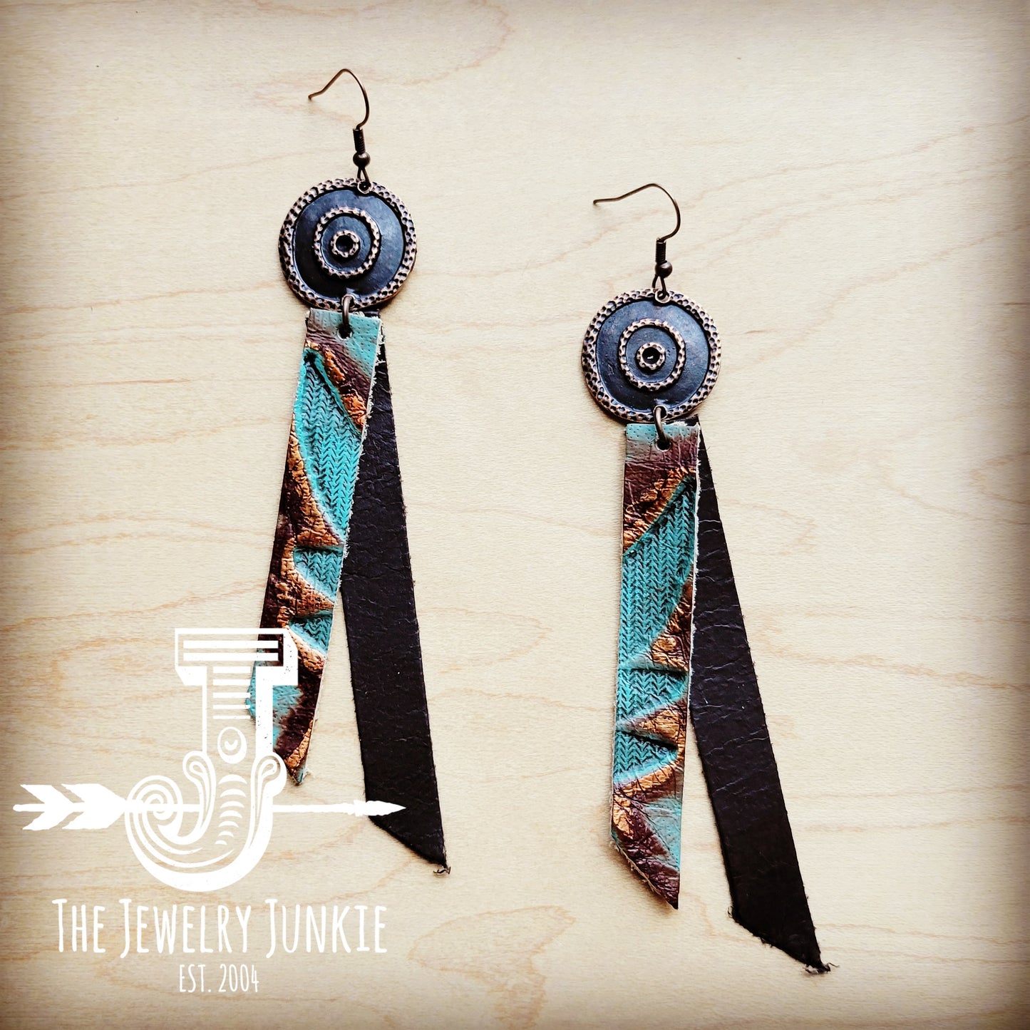 *Leather Rectangle Earrings in Copper Laredo 215c