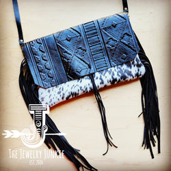 *Hair on Hide Clutch Handbag w/ Black Navajo Flap 512z