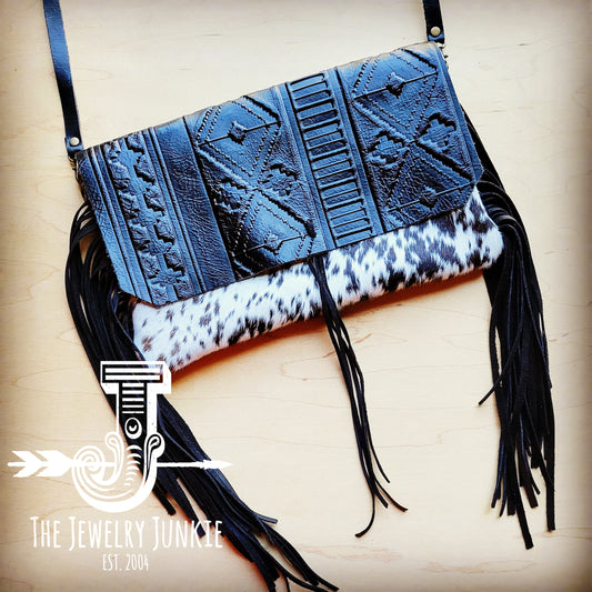 *Hair on Hide Clutch Handbag w/ Black Navajo Flap 512z