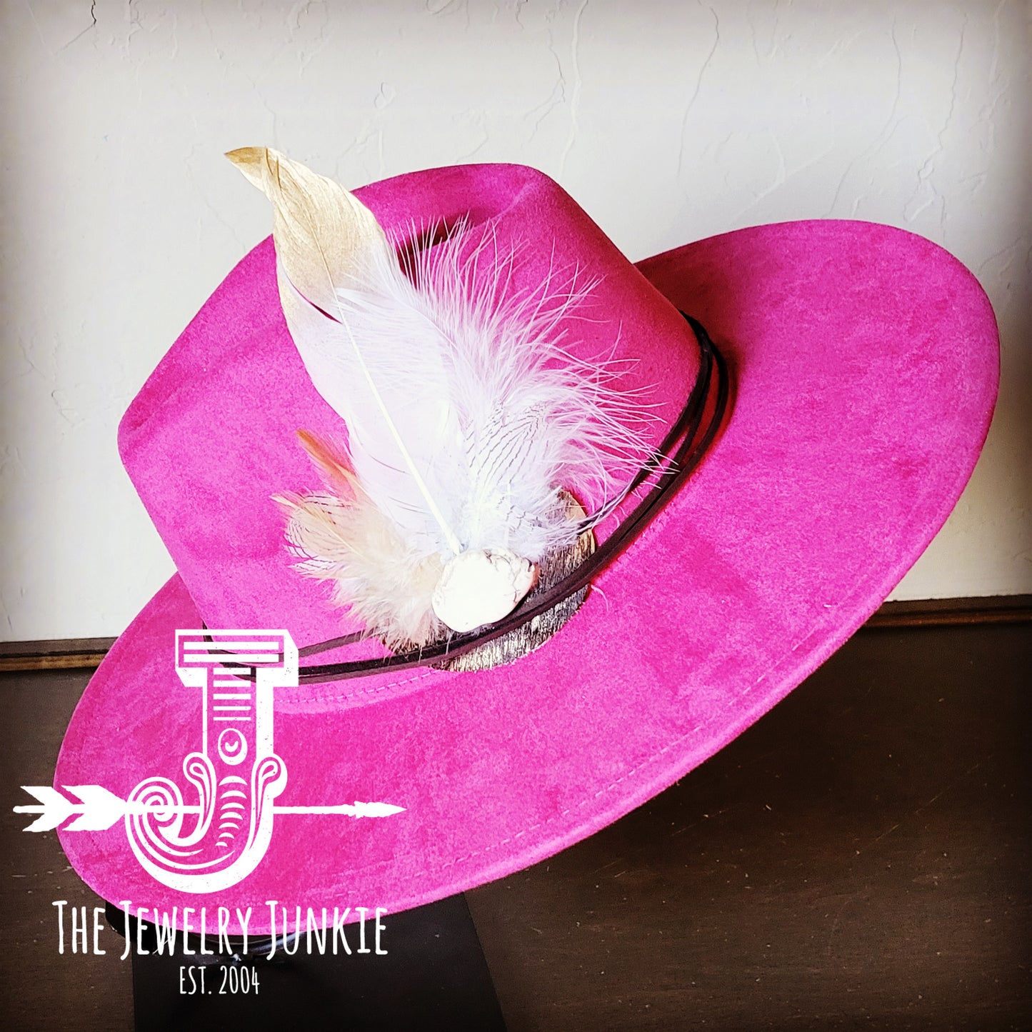 Boho Western Hat w/ Choice of Feather Hat Band-Magenta 982e