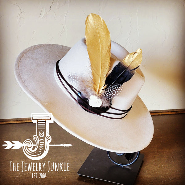 Boho Western Hat w/ Choice of Feather Hat Band-Bone 981z