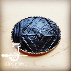 *Rope Edge Leather Belt Buckle Black Navajo 905y