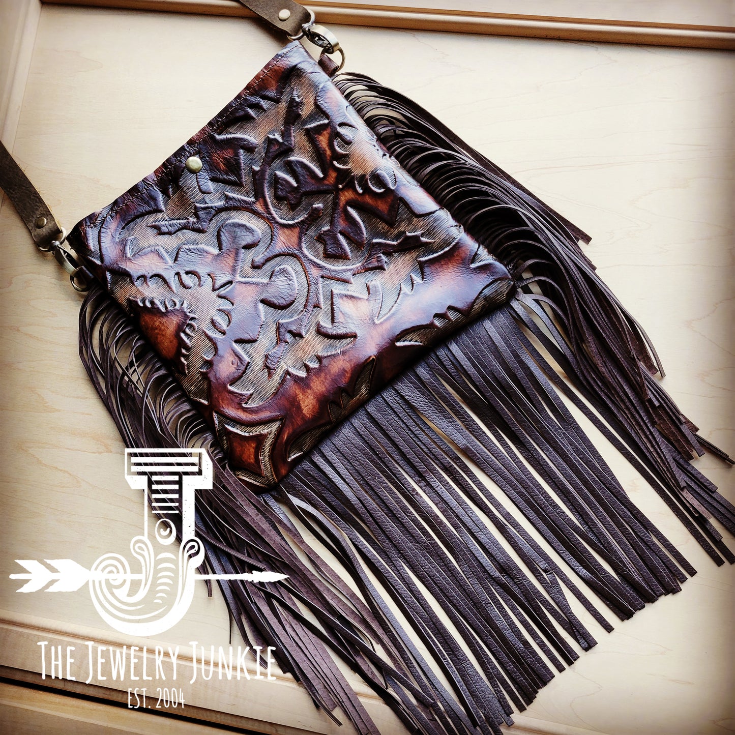 *MEDIUM Crossbody Handbag w/ Brown Laredo Leather Full Fringe 511p