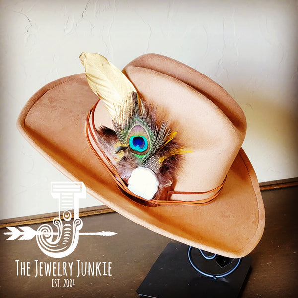 Cowgirl Western Hat w/ Choice of Feather Hat Band-Tan 982k