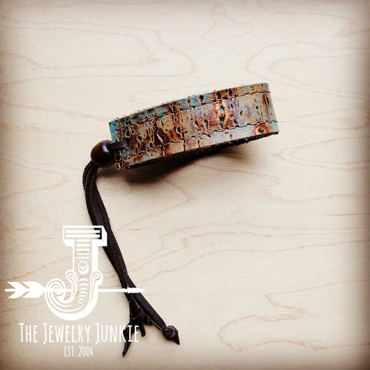 *Narrow Leather Cuff w/ Adjustable Tie Tarnished Copper 014h
