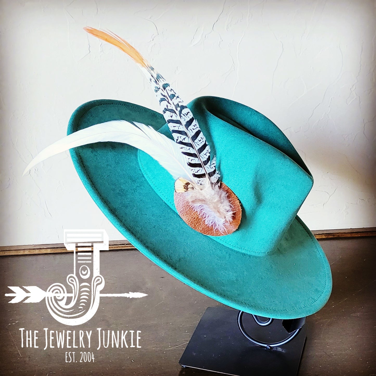 Boho Western Hat w/ Feather Tie Hat Band-Sage 982o