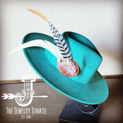 Boho Western Hat w/ Feather Tie Hat Band-Sage 982o