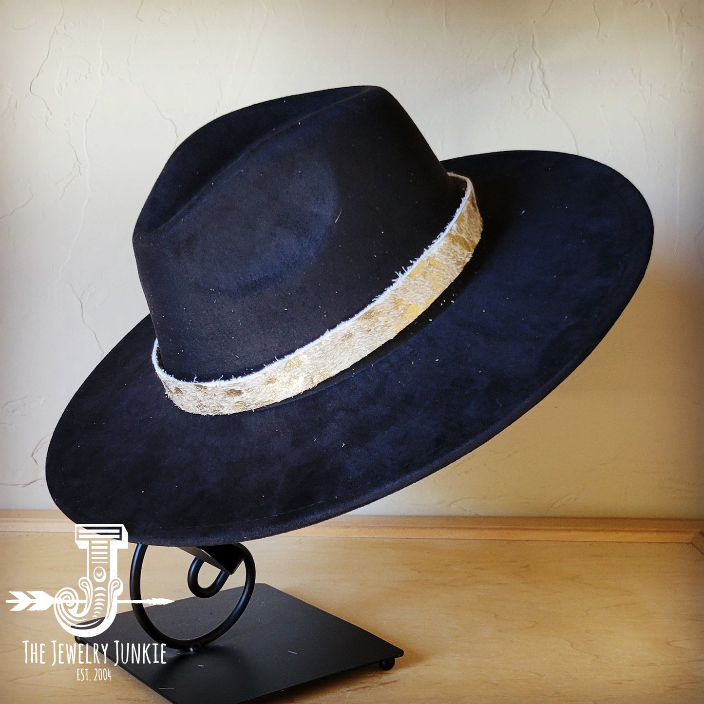 Boho Western hat with genuine leather hat band feathers and turquoise